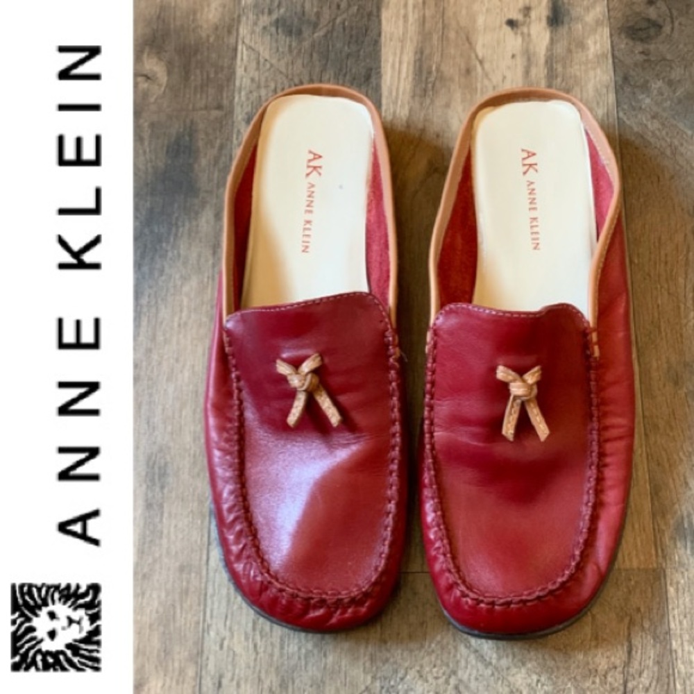 AK Anne Klein Red Mule Loafers Size 8.5 M